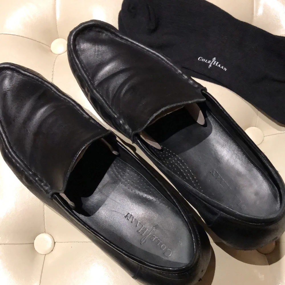 Cole Haan genuine leather black loafers slip on